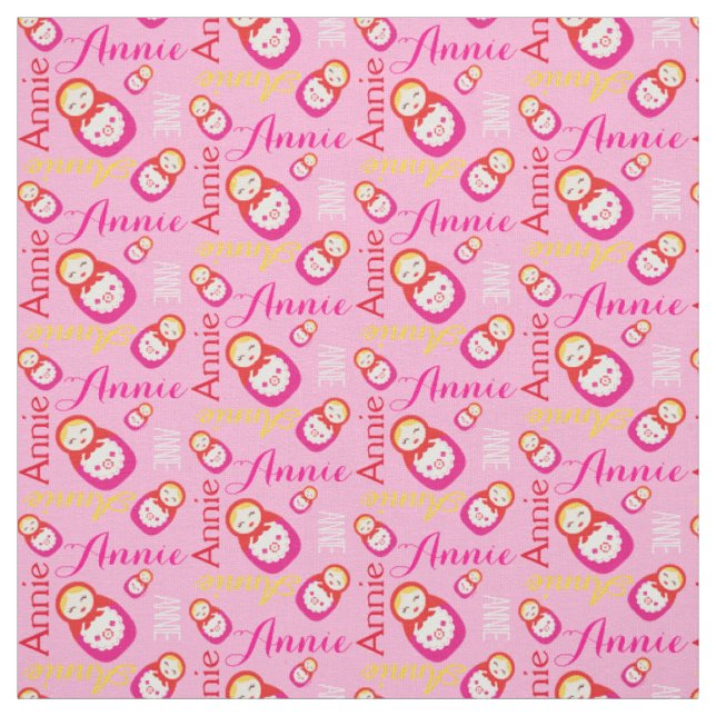 Russische Puppen, rosa typografisches Gewebe Stoff (Muster)