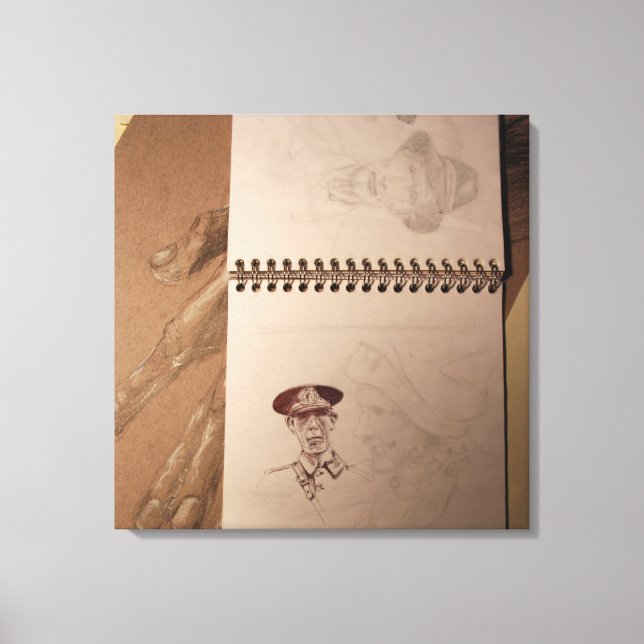 Russische Soldaten-Sketchbook-Leinwand Leinwanddruck (Vorderseite)
