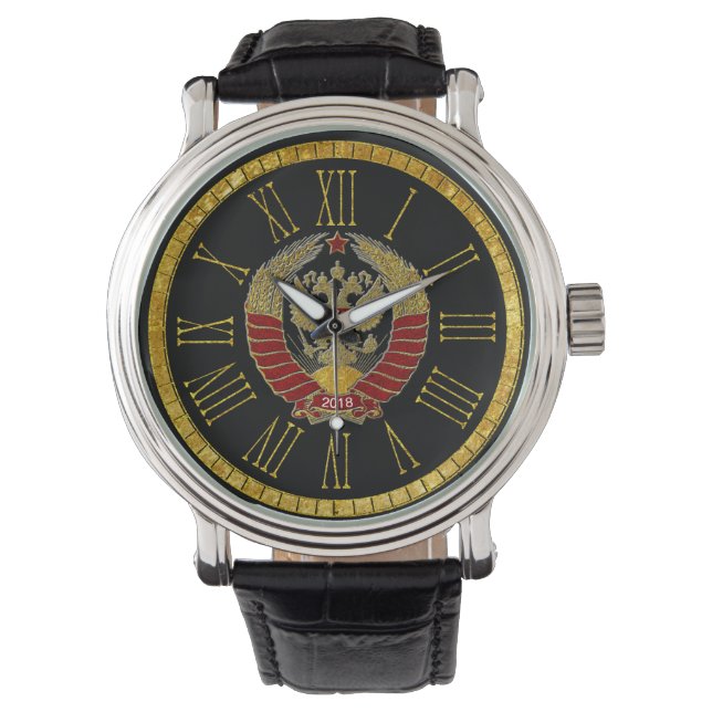 Russische sowjetische Wappen Armbanduhr (Vorderseite)