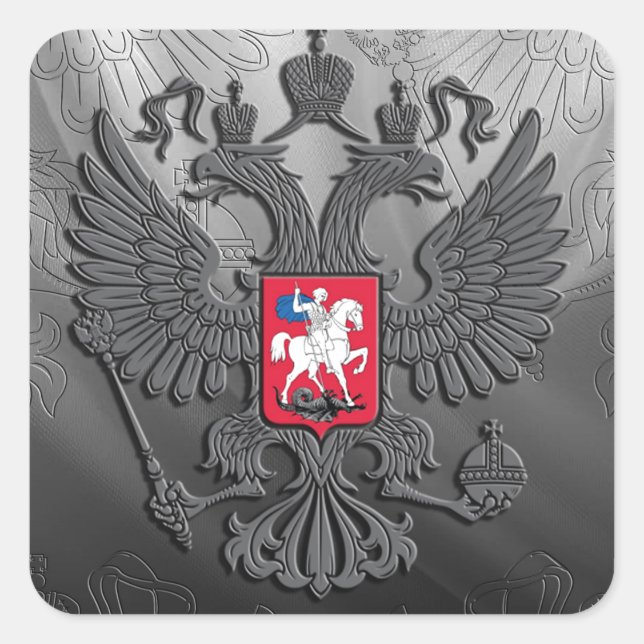 Russische Symbolflagge grau Quadratischer Aufkleber (Vorderseite)