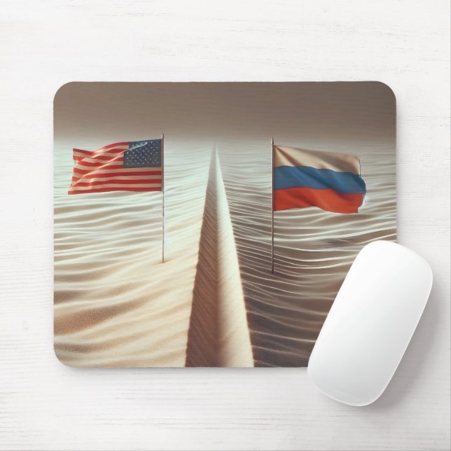 Russische und amerikanische Flagge in Sand Mousepad (Mit Mouse)