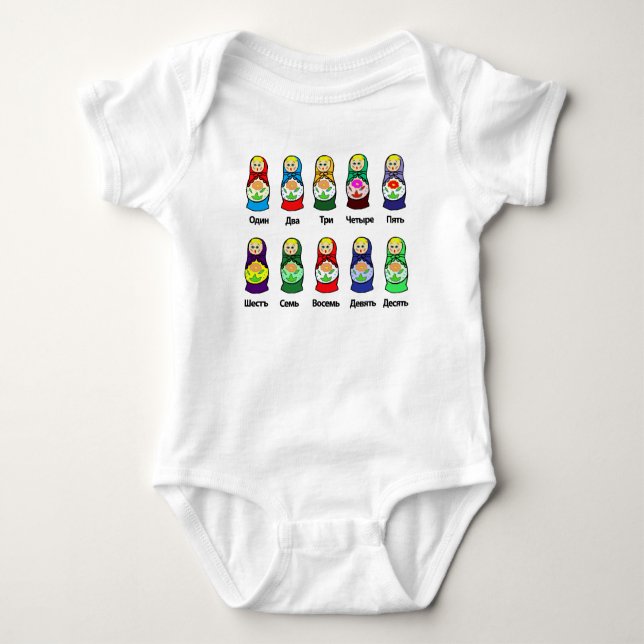 Russische Verschachtelungs-Puppe (Matryoshka) Baby Strampler (Vorderseite)
