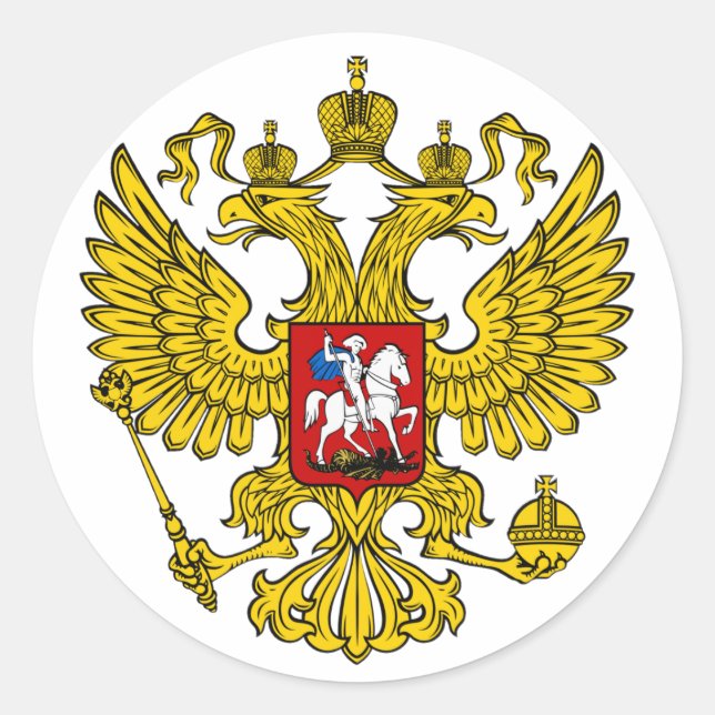 Russischer Adler Runder Aufkleber (Vorderseite)