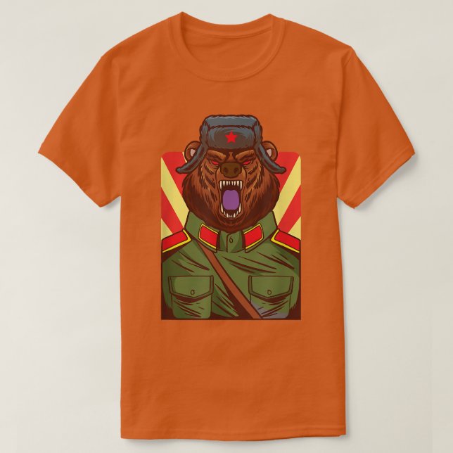 Russischer Bärensoldat schreit Illustrationsgesche T-Shirt (Design vorne)