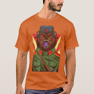 Russischer Bärensoldat schreit Illustrationsgesche T-Shirt