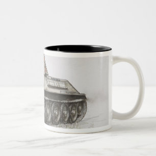 Russischer Behälter der Armee T-34, Seitenansicht Zweifarbige Tasse