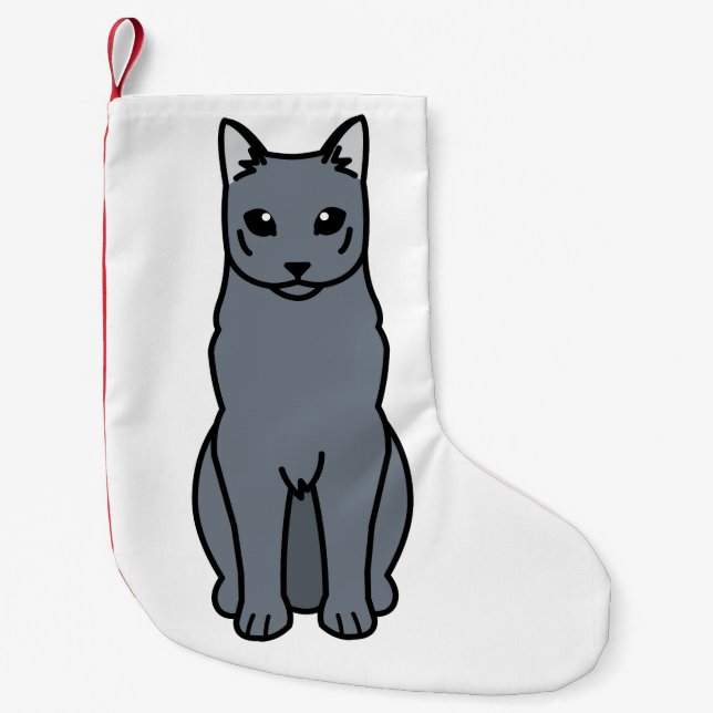 Russischer blaue Katzen-Cartoon Kleiner Weihnachtsstrumpf (Vorderseite)
