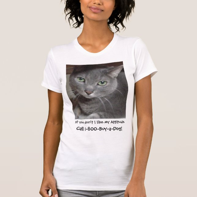 Russischer Blauer Grau Katze Attitude-Spaß T-Shirt (Vorderseite)