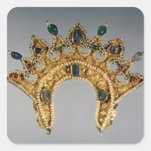 Russischer Diadem, GoldSet mit Perlen Quadratischer Aufkleber
