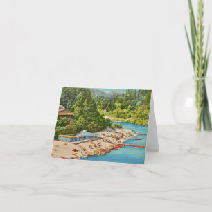 Russischer Flussstrand Vintage-Postkarte  Dankeskarte