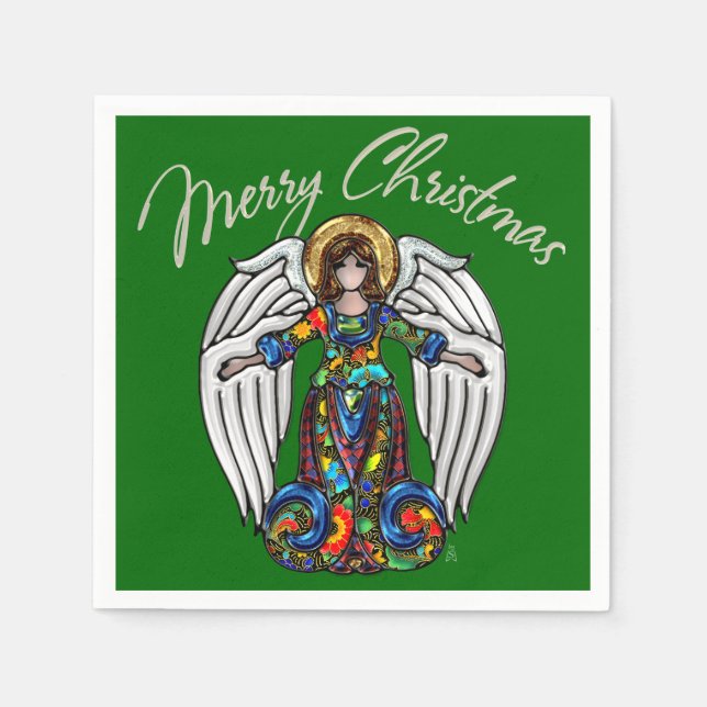 Russischer Icon Guardian Engel zu Weihnachten Serviette (Vorderseite)