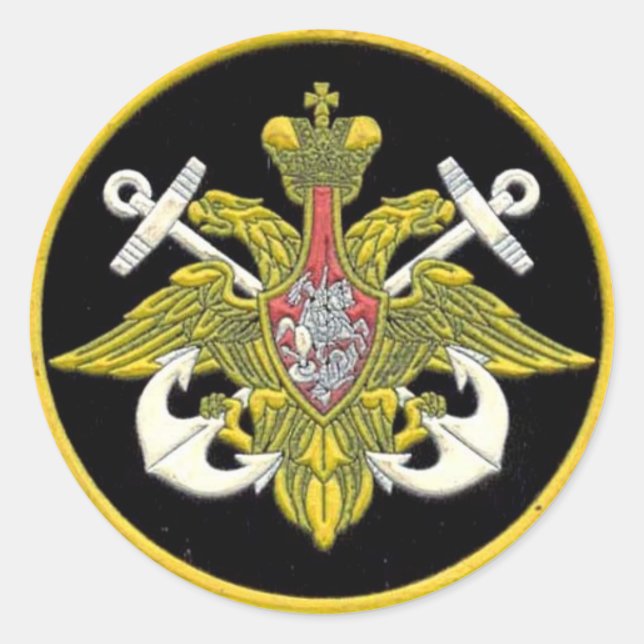 Russischer Navy-Patch Runder Aufkleber (Vorderseite)