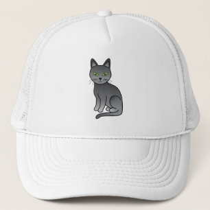 Russischer Niedlicher Cartoon Cat Illustration Truckerkappe