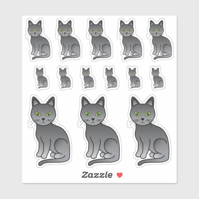 Russischer Niedlicher Cartoon Cat Illustrations Aufkleber (Blatt)