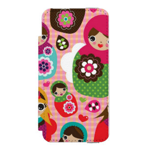Russischer Puppenillustrationshintergrund Incipio Watson™ iPhone 5 Geldbörsen Hülle