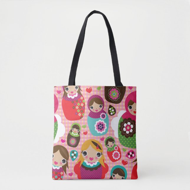 Russischer Puppenillustrationshintergrund Tasche (Vorderseite)