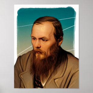 Russischer Schriftsteller Fyodor Dostojewsky Illus Poster