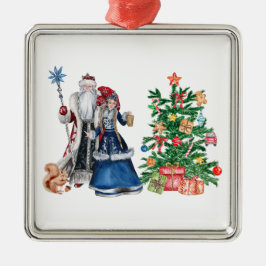 Russischer Vater Frost und Snegurochka Weihnachten Ornament Aus Metall