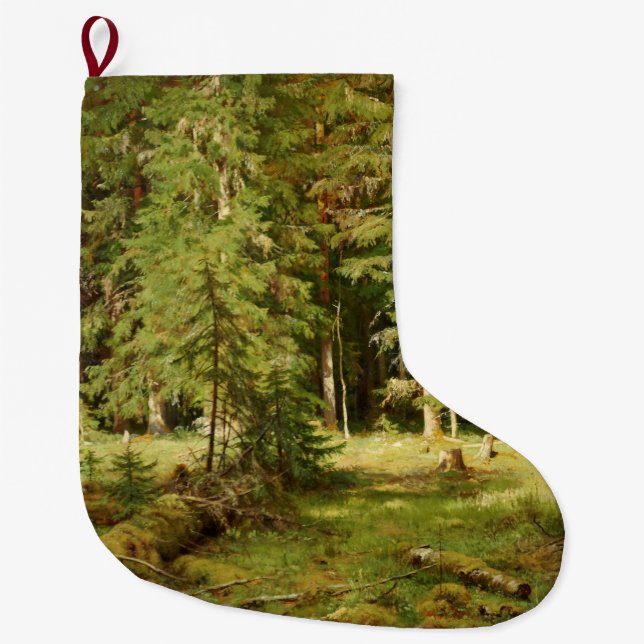 Russischer Wald (Rustikale Landschaft) (Grünwald) Großer Weihnachtsstrumpf (Vorderseite)