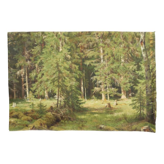 Russischer Wald (Rustikale Landschaft) (Grünwald) Kissenbezug (Vorderseite-Links)