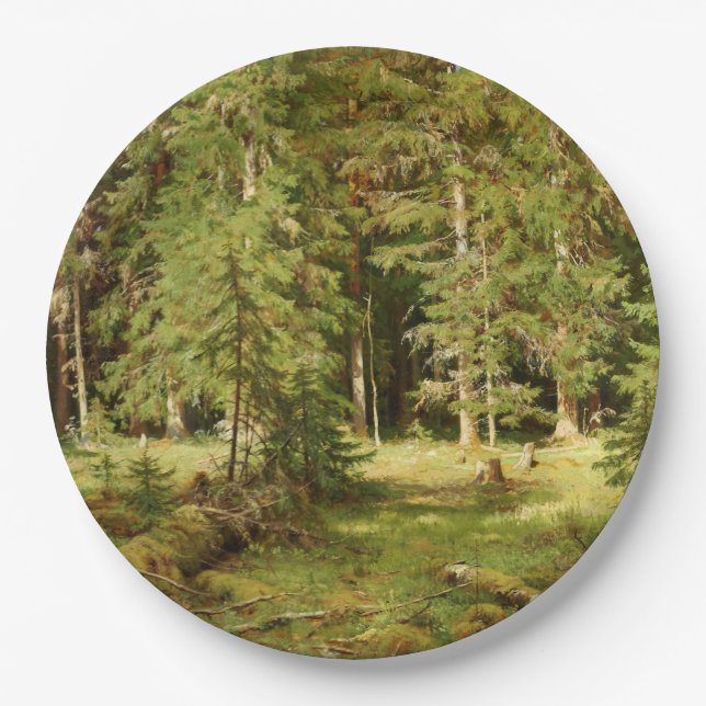 Russischer Wald (Rustikale Landschaft) (Grünwald) Pappteller (Vorderseite)