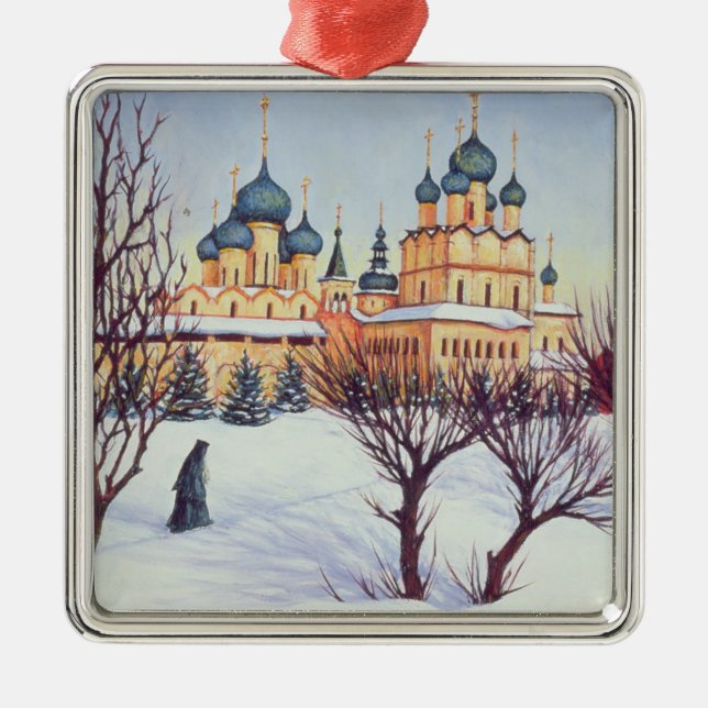 Russischer Winter 2004 Silbernes Ornament (Vorne)