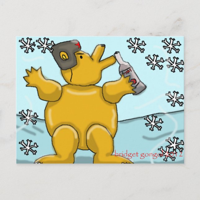 russischer Wodka-Bär Postkarte (Vorderseite)