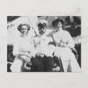 Russischer Zar mit Olga und Tatiana Romanov Postkarte