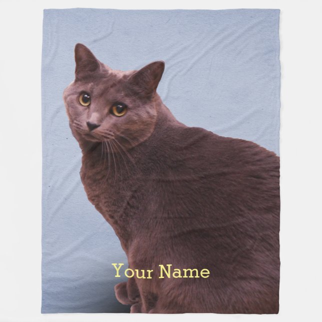 Russisches blaue Katzen-Anstarren Fleecedecke (Vorderseite)