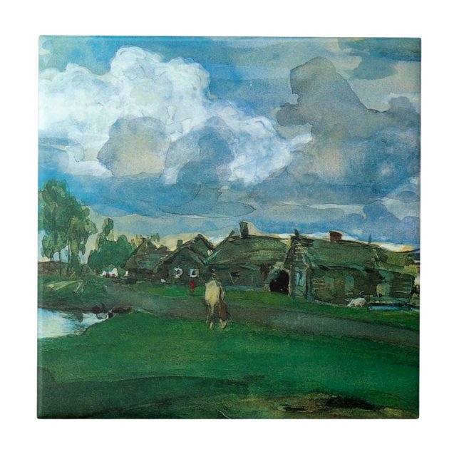 Russisches Dorf Valentin Serov Fliese (Vorderseite)