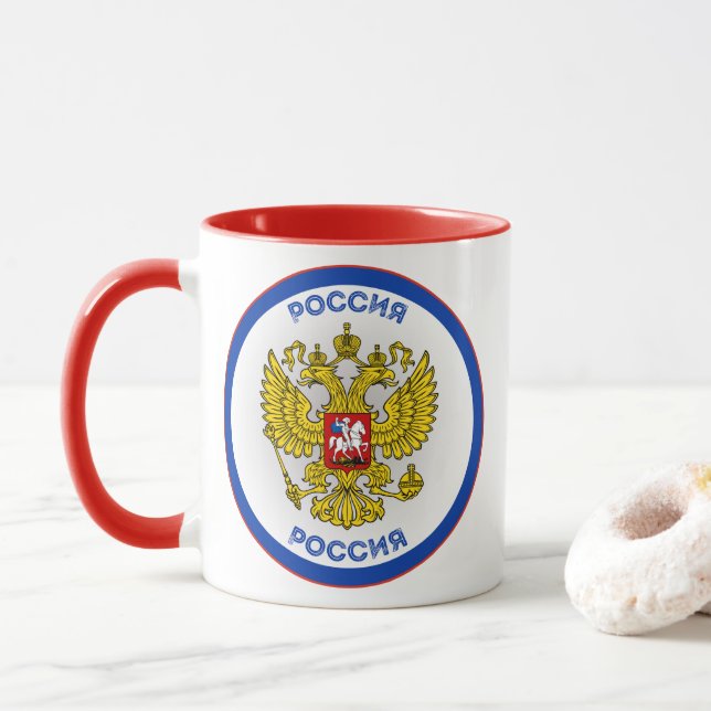 Russisches Erbe-Emblem Tasse (Mit Donut)
