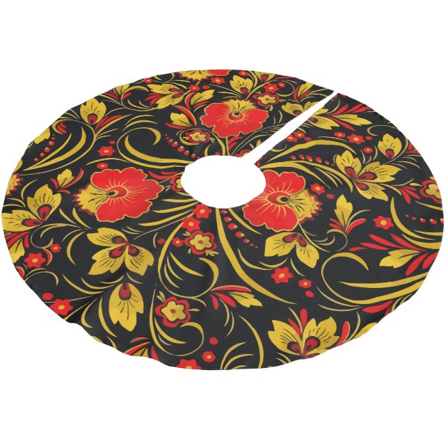 Russisches khokhloma polyester weihnachtsbaumdecke (Schrägansicht)