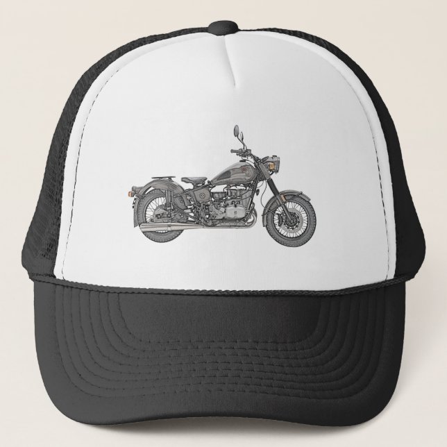 Russisches Motorrad für Schwarz und Weiß Truckerkappe (Vorderseite)