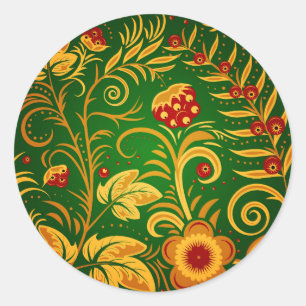 Russisches natives Ornament Runder Aufkleber