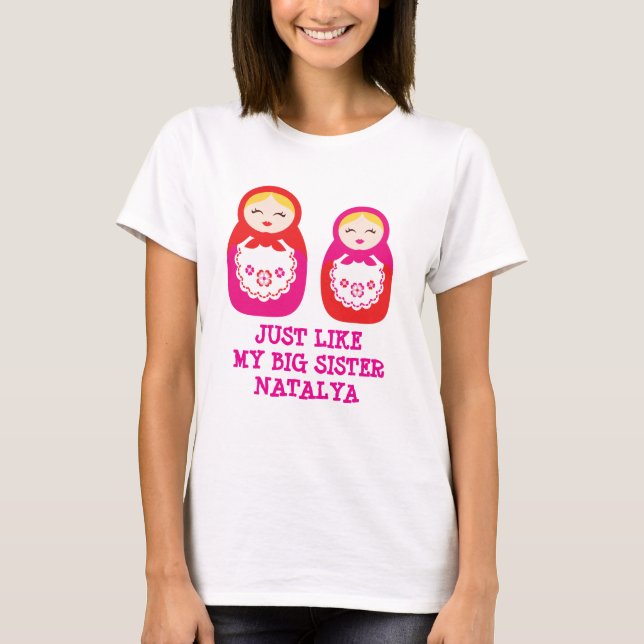Russisches Schwesterpuppenrosa personifizieren T - T-Shirt (Vorderseite)