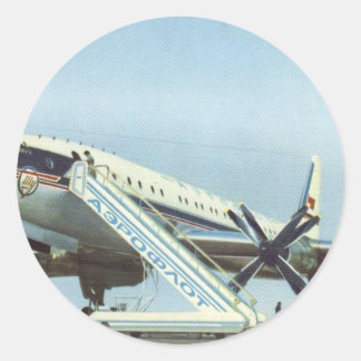 RUSSLAND Aeroflot Tu 114 AIRLINER Runder Aufkleber
