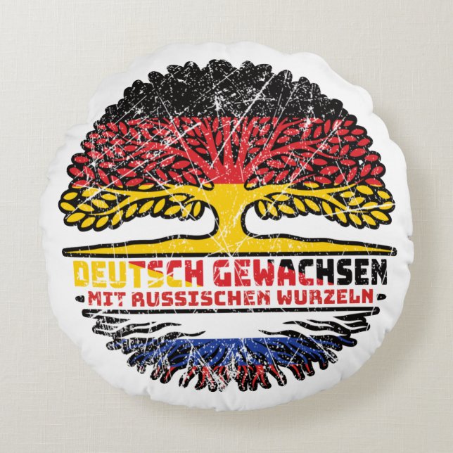 Russland Deutsch Deutschland Baum Wurzel Rundes Kissen (Vorderseite)