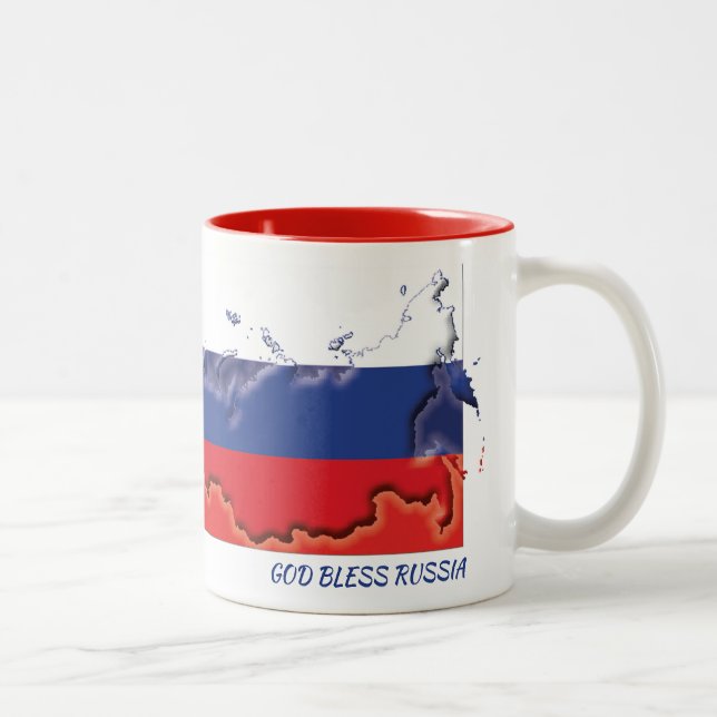 RUSSLAND FLAG MAP Scripting individuell Zweifarbige Tasse (Rechts)