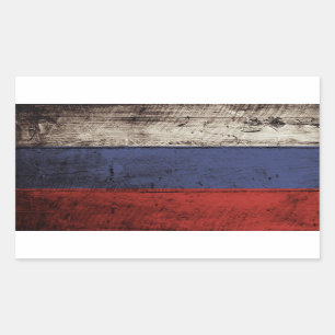 Russland-Flagge auf altem hölzernem Korn Rechteckiger Aufkleber