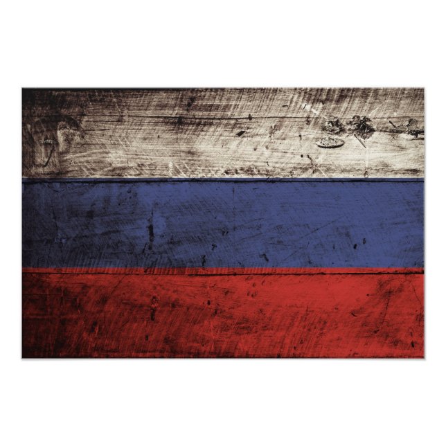 Russland-Flagge für altes Holzkörnchen Fotodruck (Vorne)