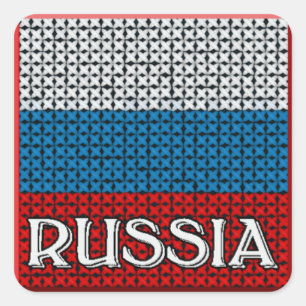 RUSSLAND-FLAGGE QUADRATISCHER AUFKLEBER