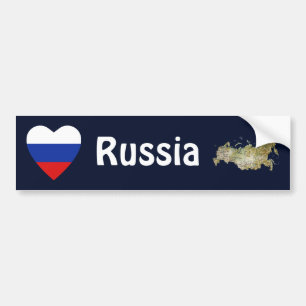 Russland-Flaggen-Herz + Karten-Autoaufkleber Autoaufkleber