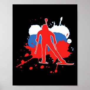 Russland Flaggenbiathlonist - Russische Biathlon 1 Poster