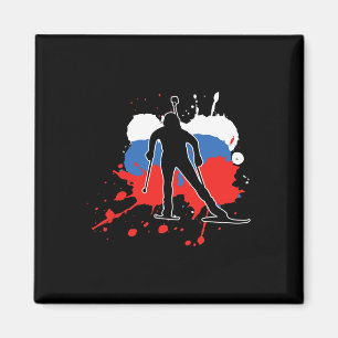 Russland Flaggenbiathlonistin - Russische Biathlon Magnet