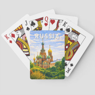 Russland Illustration Reise Kunst Vintage Spielkarten