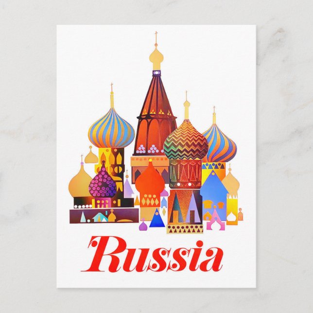 Russland Jahrgang Reise Postkarte (Vorderseite)