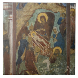 Russland, Jaroslawl, Fresko in der Kathedrale des Fliese