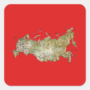 Russland-Karte Quadratischer Aufkleber