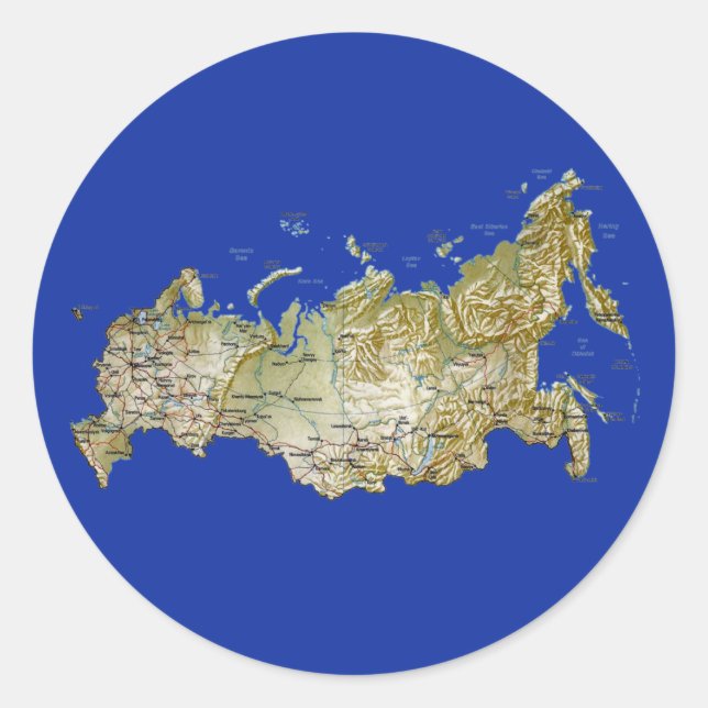 Russland-Karte Runder Aufkleber (Vorderseite)