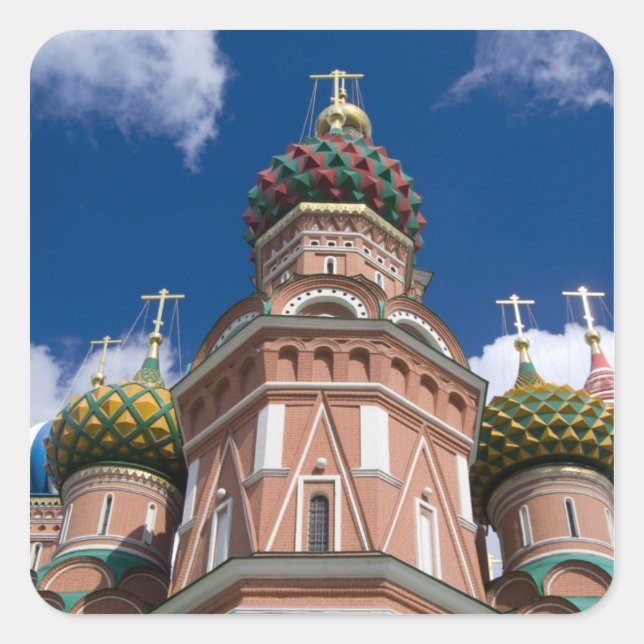 Russland, Moskau, Roter Platz. Basil 2 Quadratischer Aufkleber (Vorderseite)